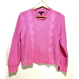 Banana republic cable knit fisherman sweater cotton pink winter casual women XL